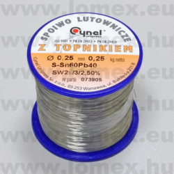 Sn60/Pb40 0.25mm 0.25kg  FORRASZTÓ ÓN (CYN) - 27-00-07