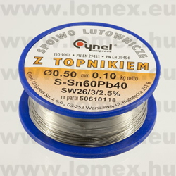 Sn60/Pb40 0.5mm 0.1kg  FORRASZTÓ ÓN (CYN) - 27-00-08