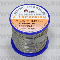 Sn60/Pb40 0.5mm 0.25kg FORRASZTÓ ÓN (CYN) - 27-00-11