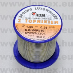 Sn60/Pb40 1.5mm 0.25kg  FORRASZTÓ ÓN (CYN) - 27-00-36