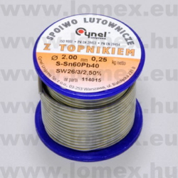 Sn60/Pb40 2.0mm 0.25kg  FORRASZTÓ ÓN (CYN) - 27-00-39