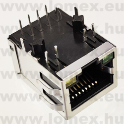 DS1134-12-S8LB (CNF) RoHS TELEFON 8/8 ANYA 90° NYÁK SINGLE LED RJ-45/RJ45 - 43-42-77