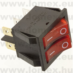 RSL201-3C-RED (FEM) RoHS TWIN ROCKER 22x30 6P SPSTx2 RED 0-I 230VAC - 45-12-08