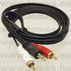 RCA-JACK KÁBEL 1.5m FEKETE 2 RCA DUGÓ-3.5 JACK - 54-00-95