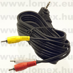 JACK-RCA KÁBEL 2m FEKETE 4 PÓLUSÚ 3.5 DUGÓ- 3 RCA DUGÓ - 54-02-53